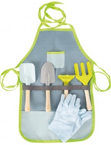  Set: Schürze mit Gartengeräten